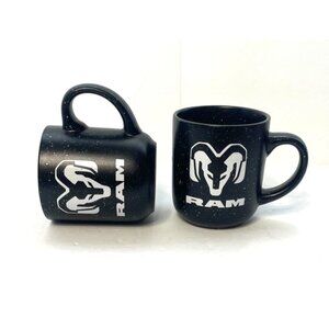 Set Of Two Ram Truck Logo Coffee Mugs Black Speckled 4.25" Tall Guts. Glory. Ram
